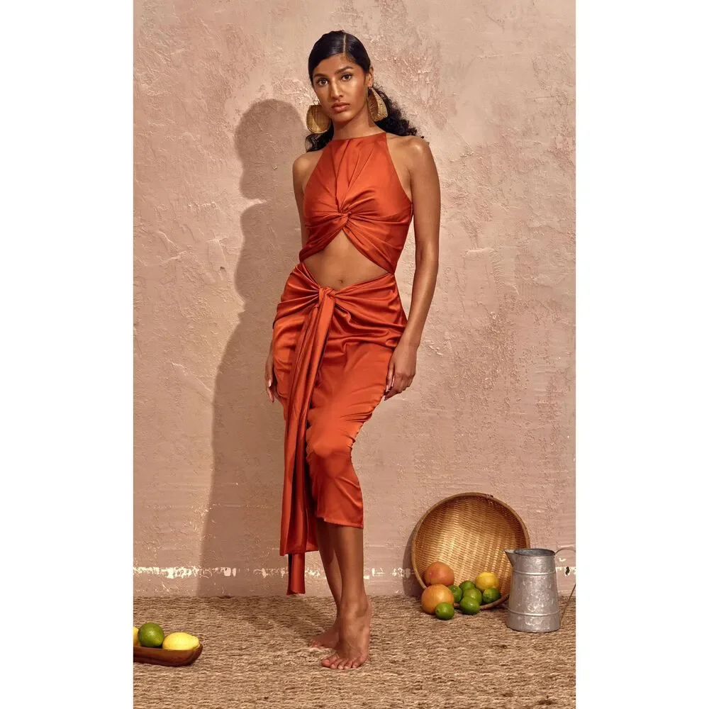 NWT ANDREA IYAMAH Reni cut-out midi dress Size M $225